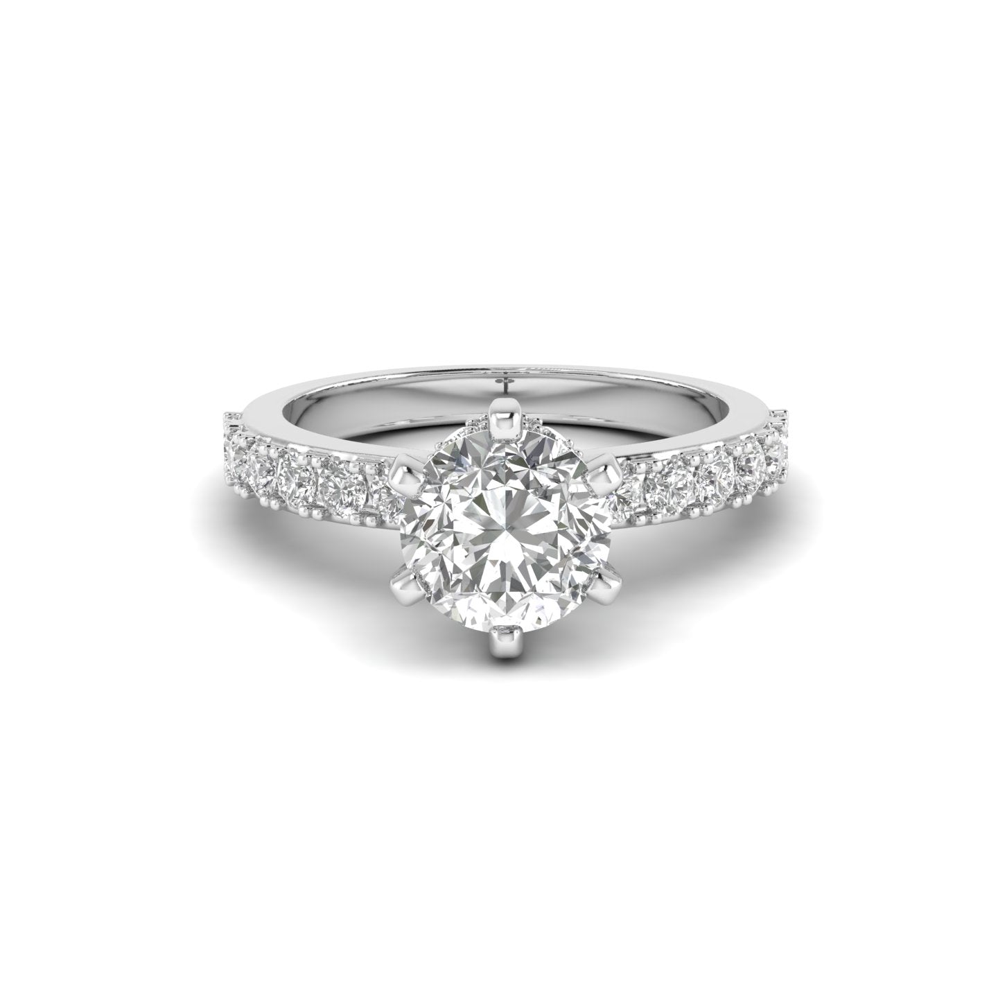 White Gold Studded 2.16 Carat Lab Grown Diamond Ring-G Color VS1 Clarity.
